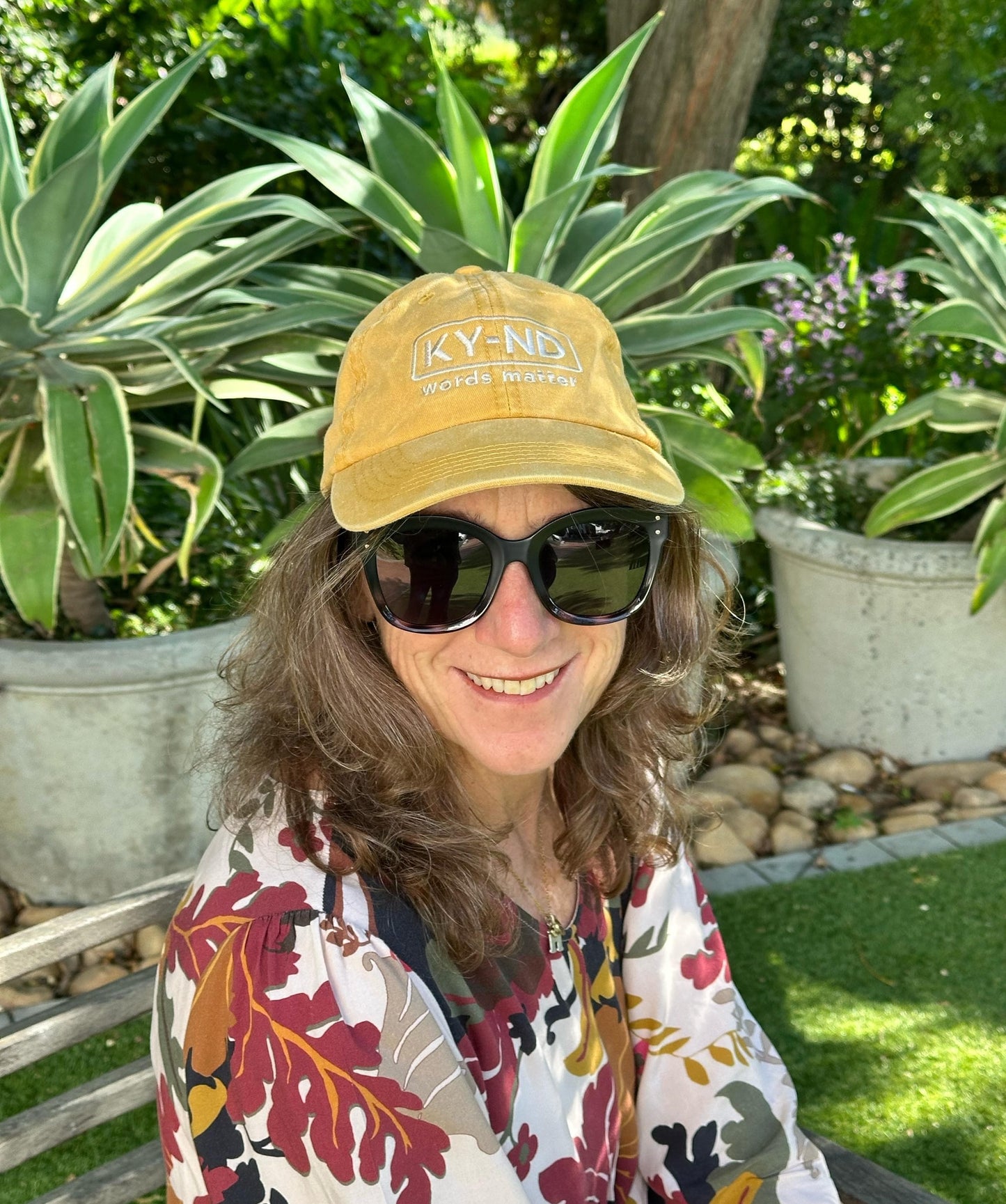KY-ND Mustard Washed Denim Cap 'words matter'