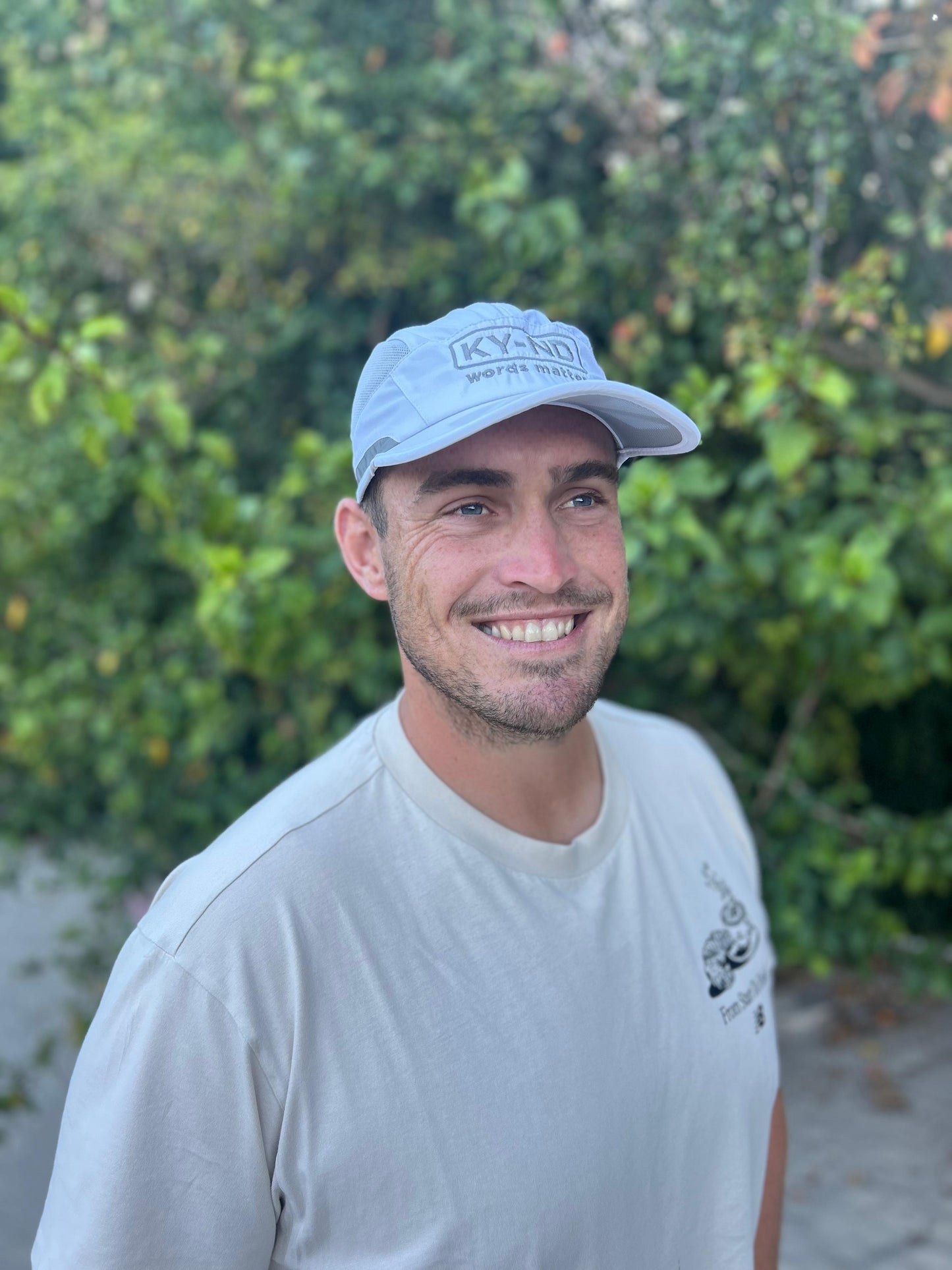 White KY-ND Reflective Running Cap 'words matter'