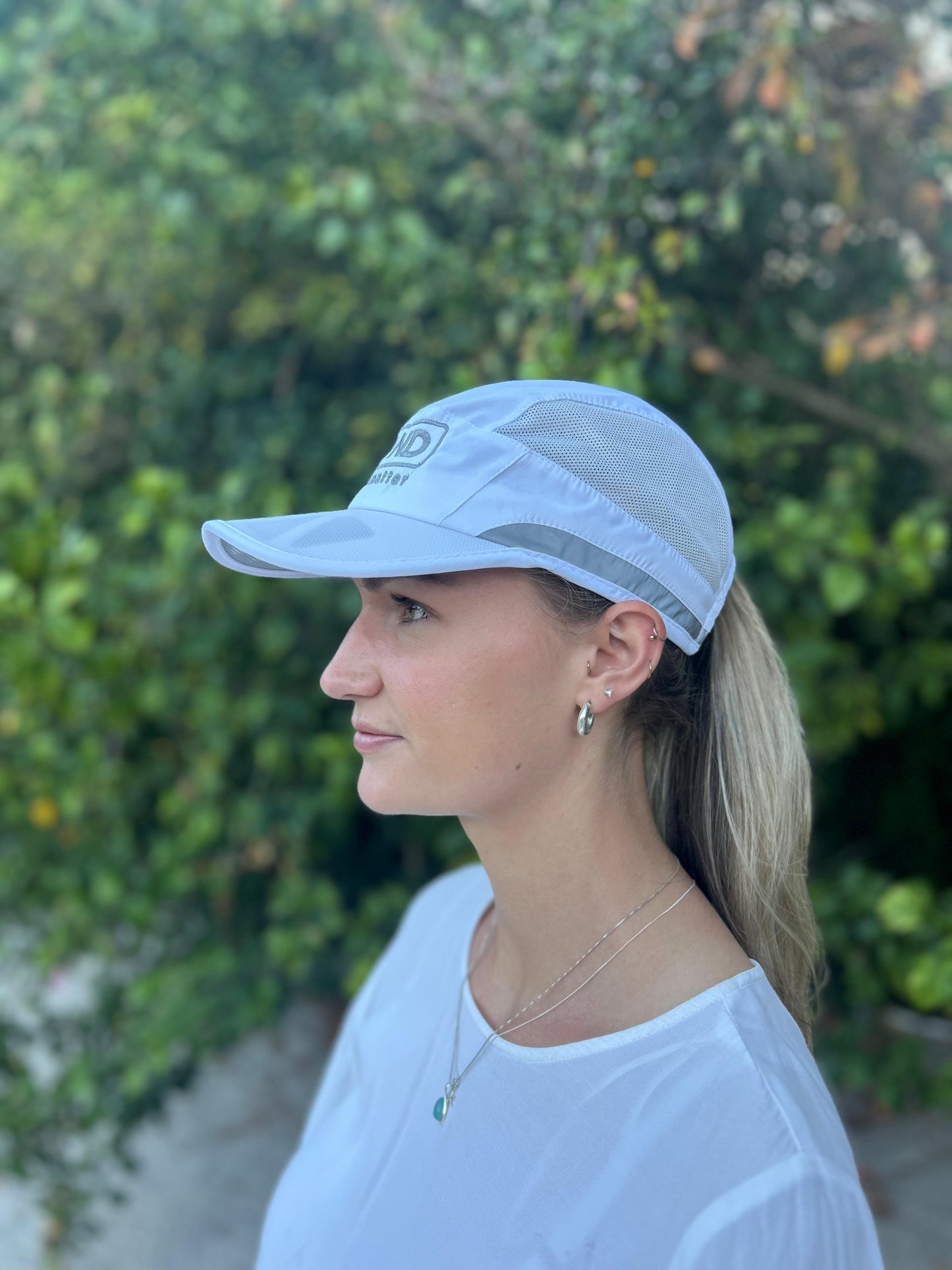 White KY-ND Reflective Running Cap 'words matter'