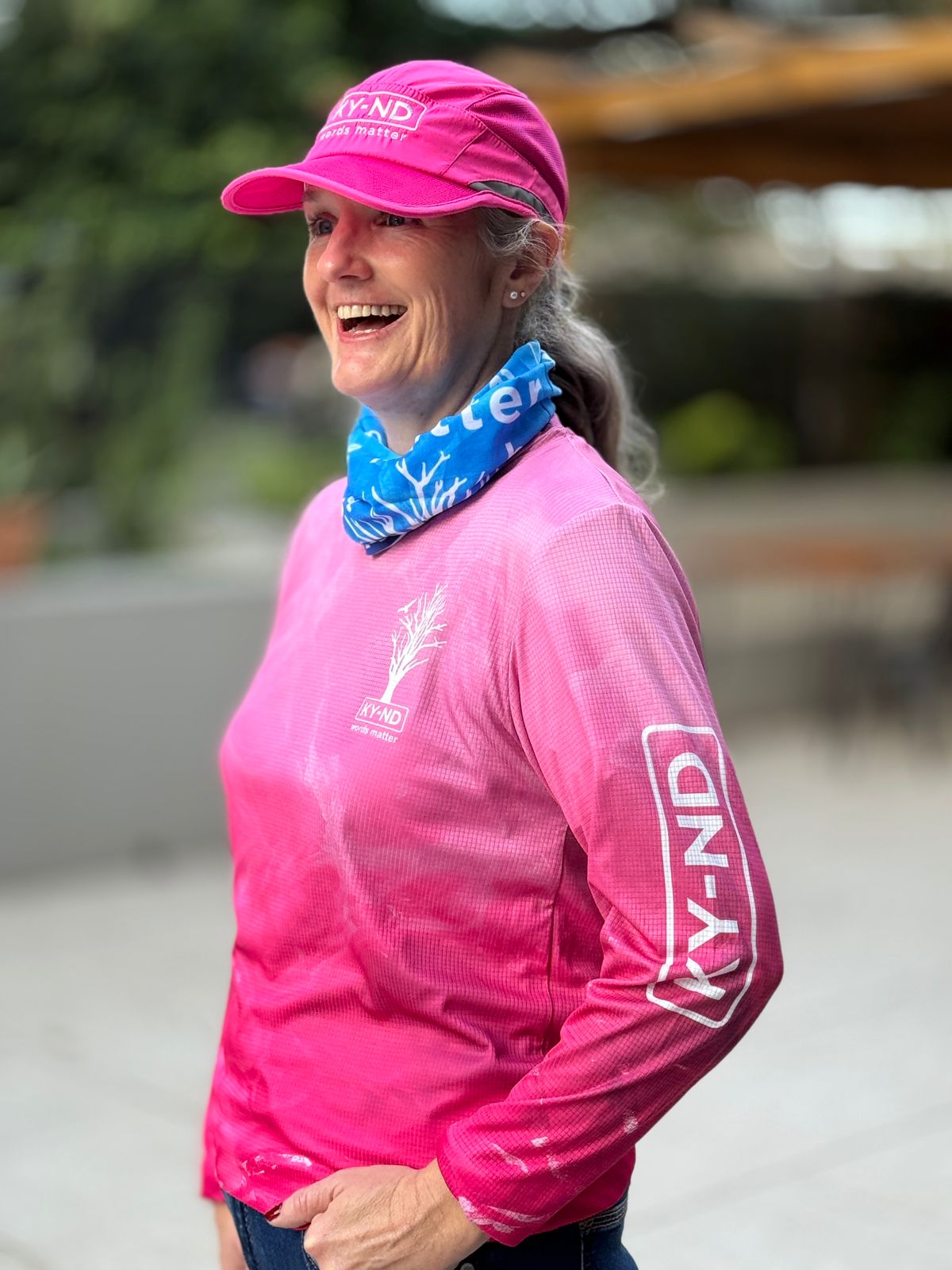 Pink KY-ND Reflective Running Cap 'words matter'