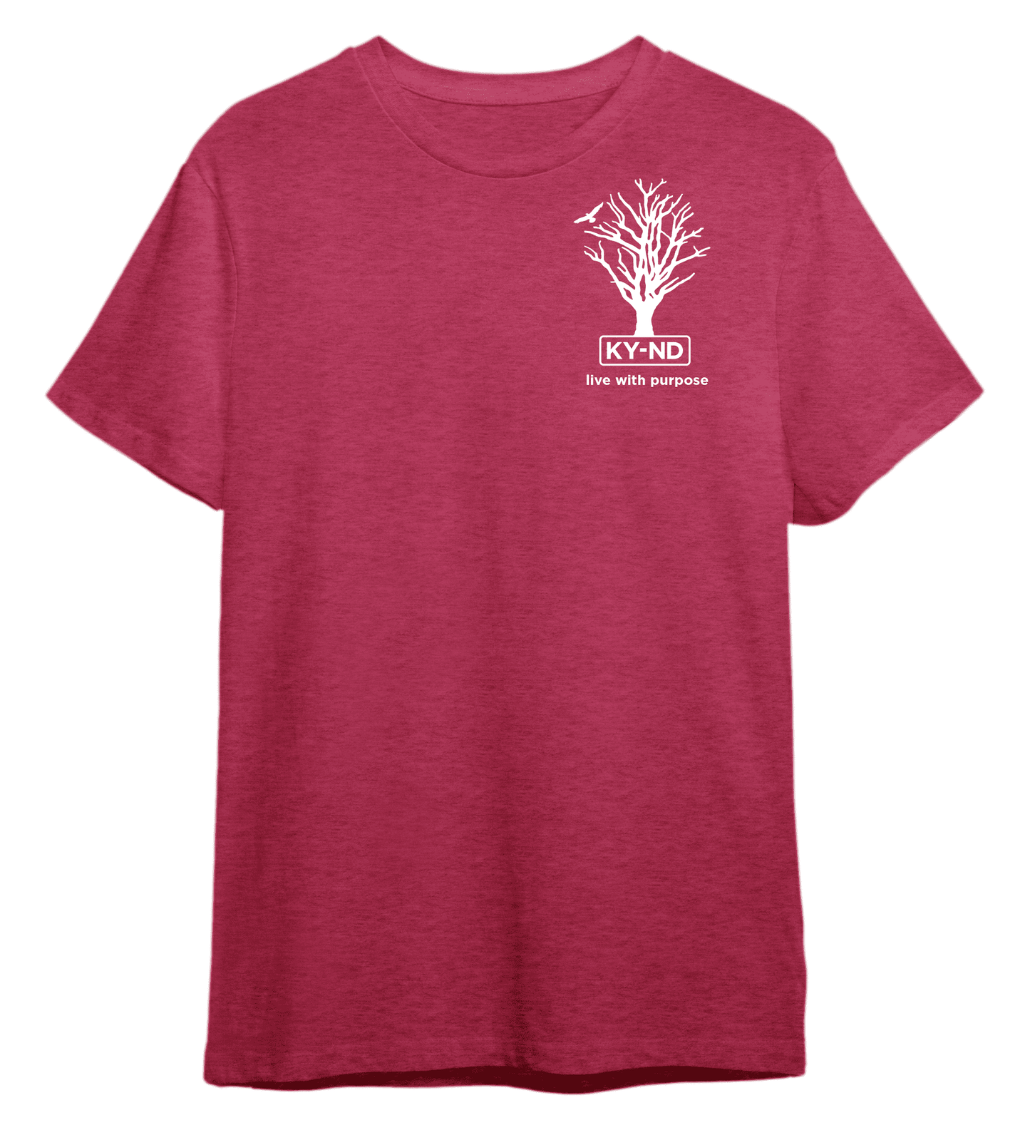 KY-ND 'live with purpose' berry T-shirt with white logo