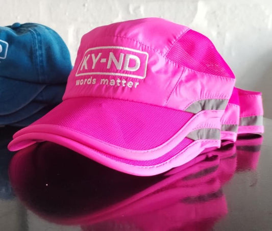 Pink KY-ND Reflective Running Cap 'words matter'