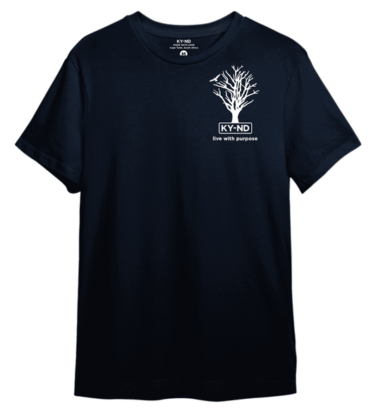 KY-ND 'live with purpose' navy T-shirt with white logo