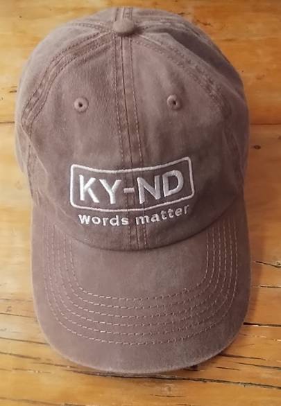 KY-ND Chocolate Washed Denim Cap 'words matter'