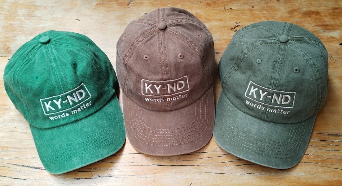 KY-ND Chocolate Washed Denim Cap 'words matter'