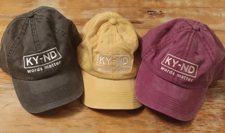 KY-ND Dusty Pink (Wine) Washed Denim Cap 'words matter'