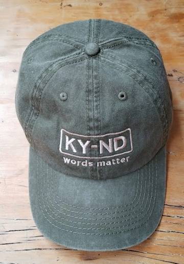 KY-ND Olive Washed Denim Cap 'words matter'